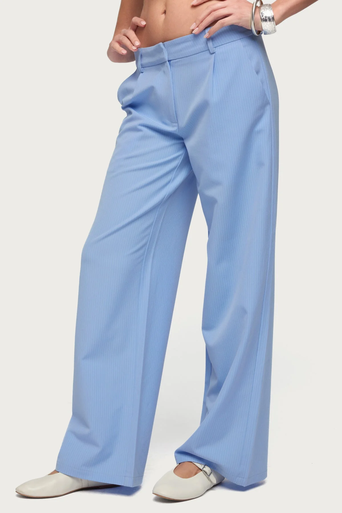Pinstripe Tailored Straight Leg Trousers - Image 3