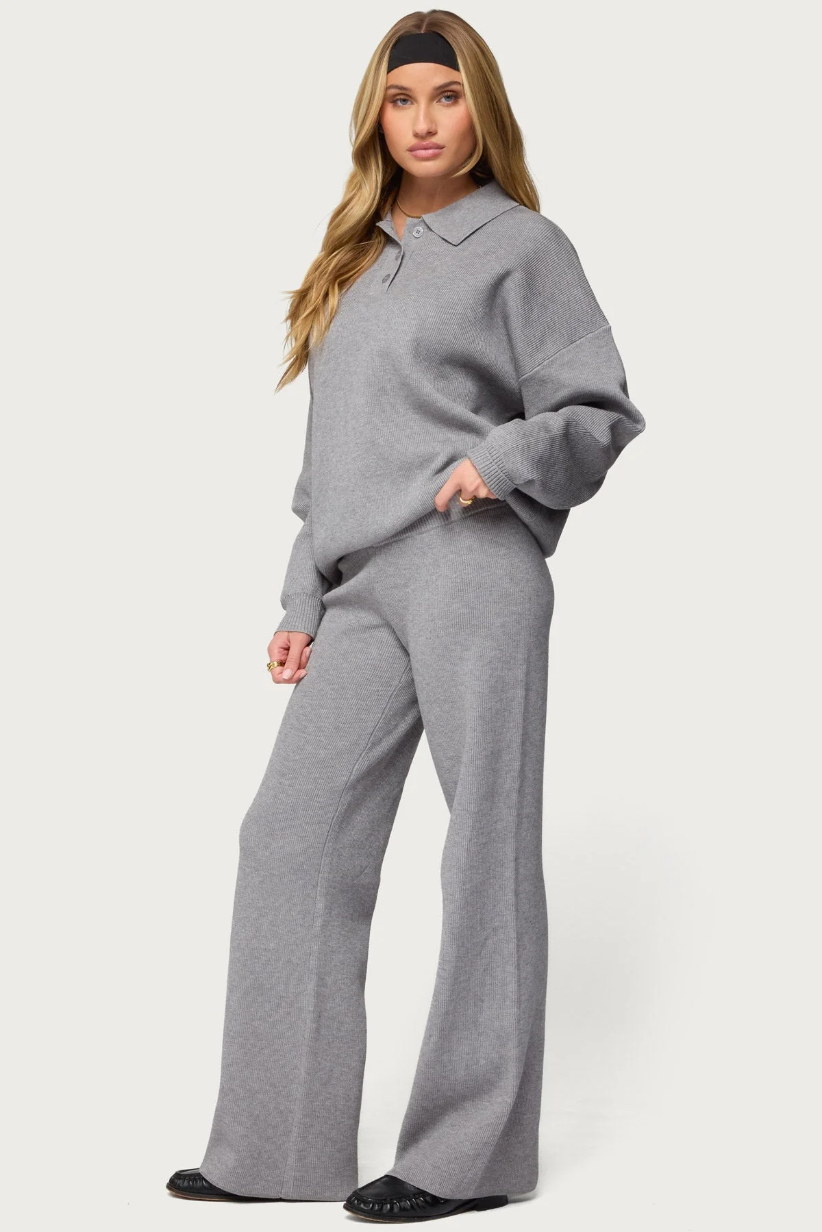 Lorie Wide Leg Knit Trousers - Image 3