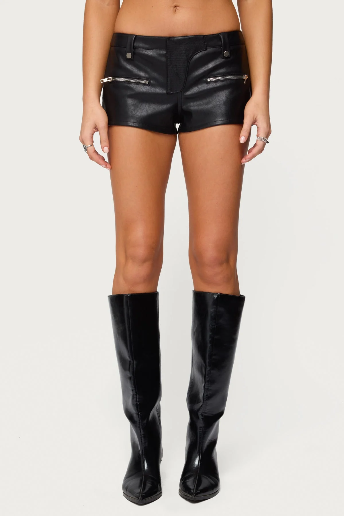 Labella Faux Leather Micro Shorts - Image 2