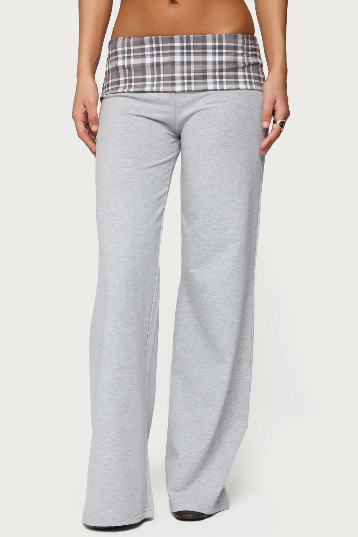 Kimmy Plaid Foldover Waist Trousers - Image 2