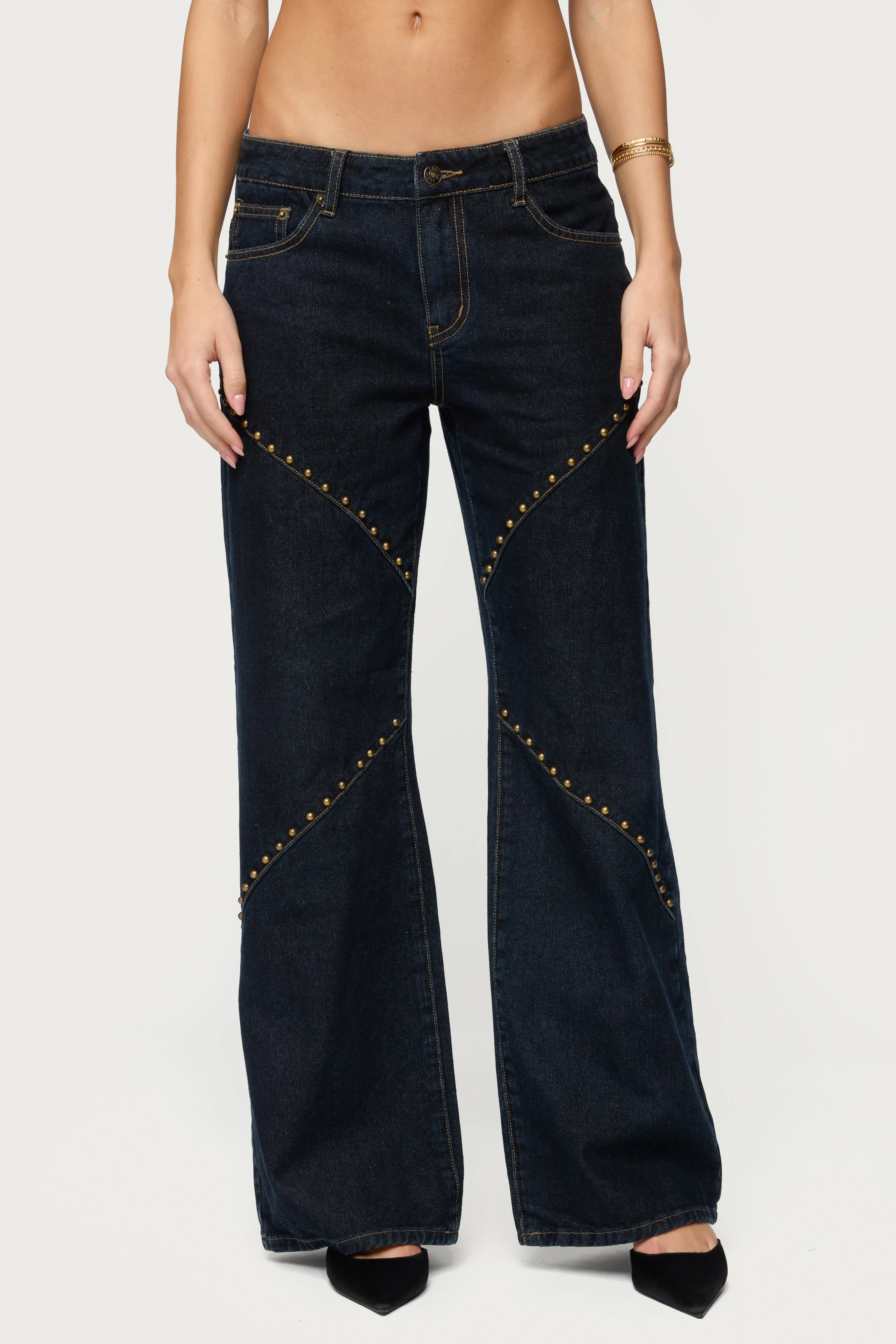 Charla Stud Low Rise Baggy Jeans - Image 2