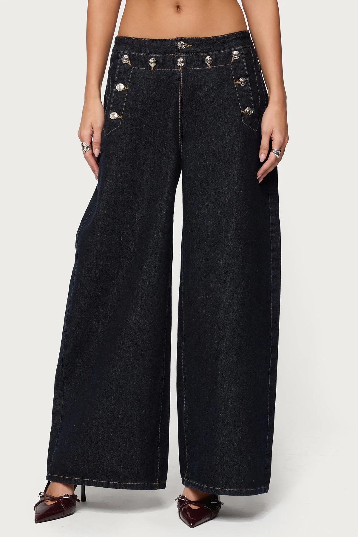 Frida Buttoned Low Rise Baggy Jeans - Image 2