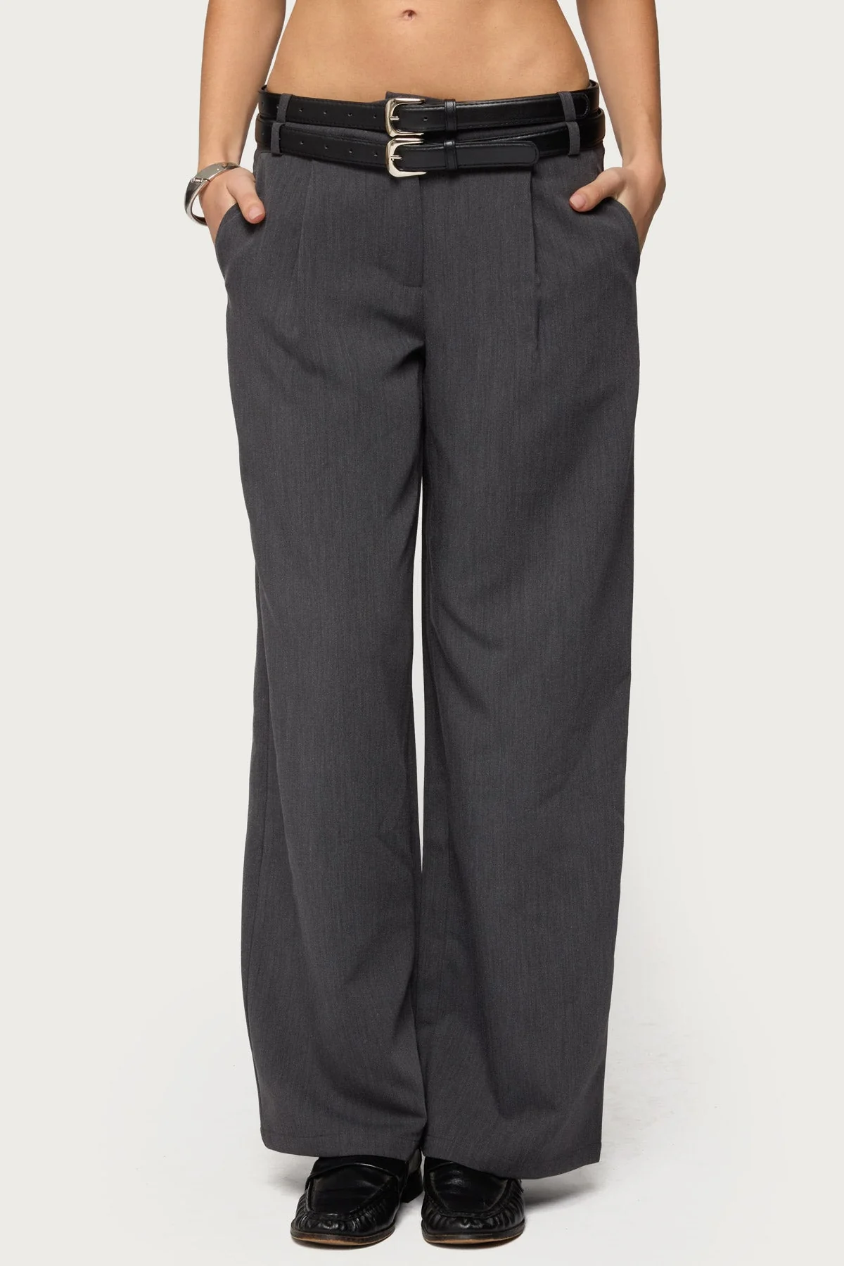 Andy Double Belt Straight Leg Tailored Pants - Image 2