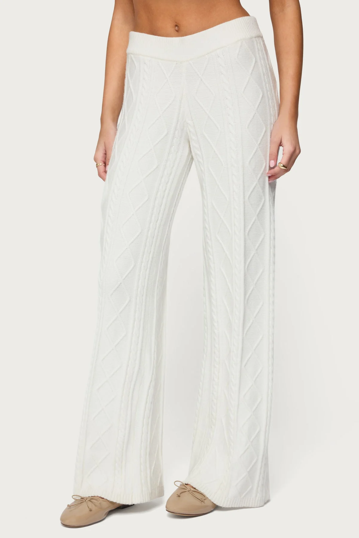Louise Straight Leg Cable Knit Trousers - Image 3