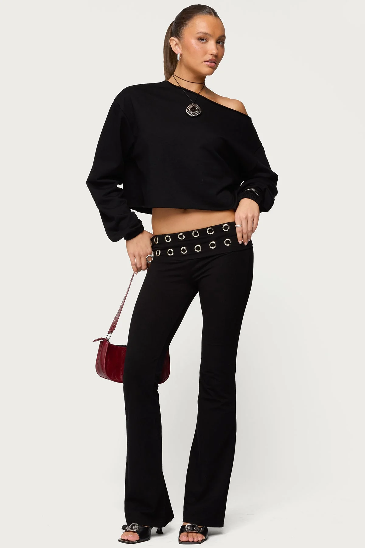 Nairobi Grommet Foldover Flared Leggings