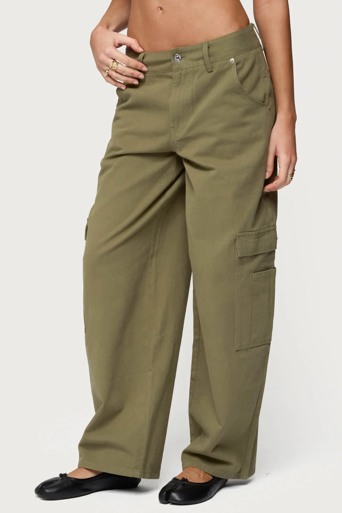 Jadah Low Rise Baggy Cargo Trousers - Image 2