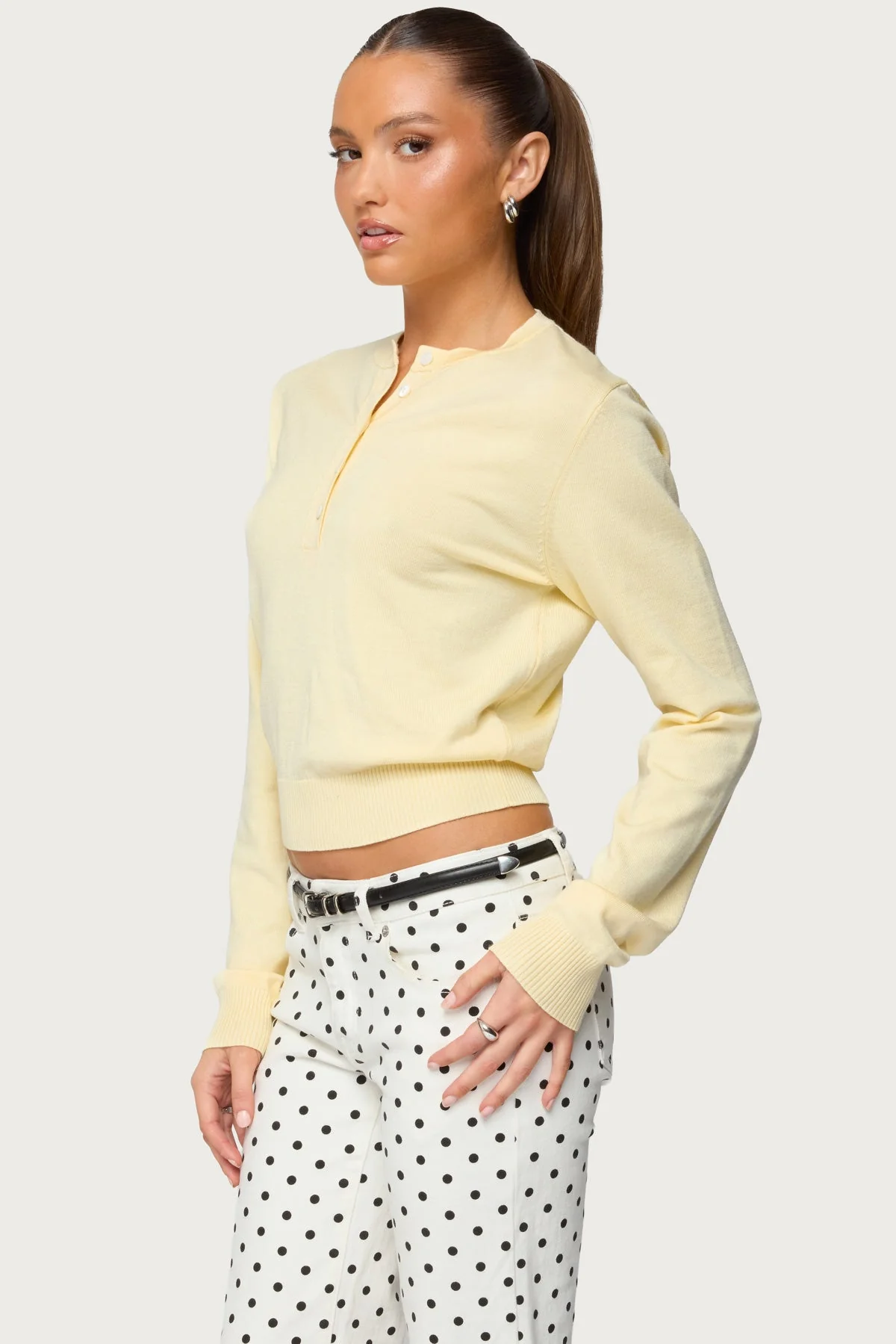 Yolana Henley Light Knit Jumper - Image 3