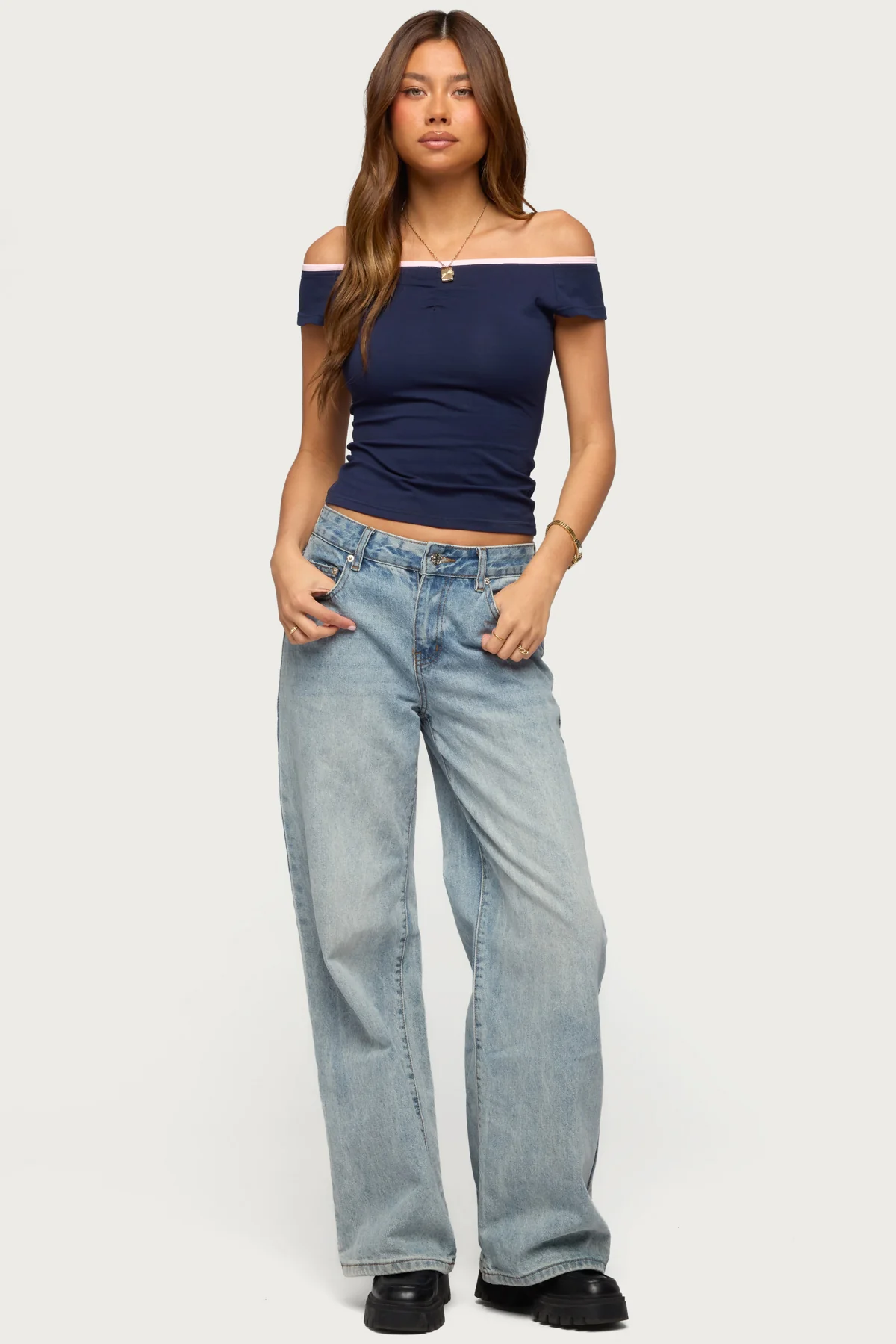 Dellah Contrast Off Shoulder Top - Image 3