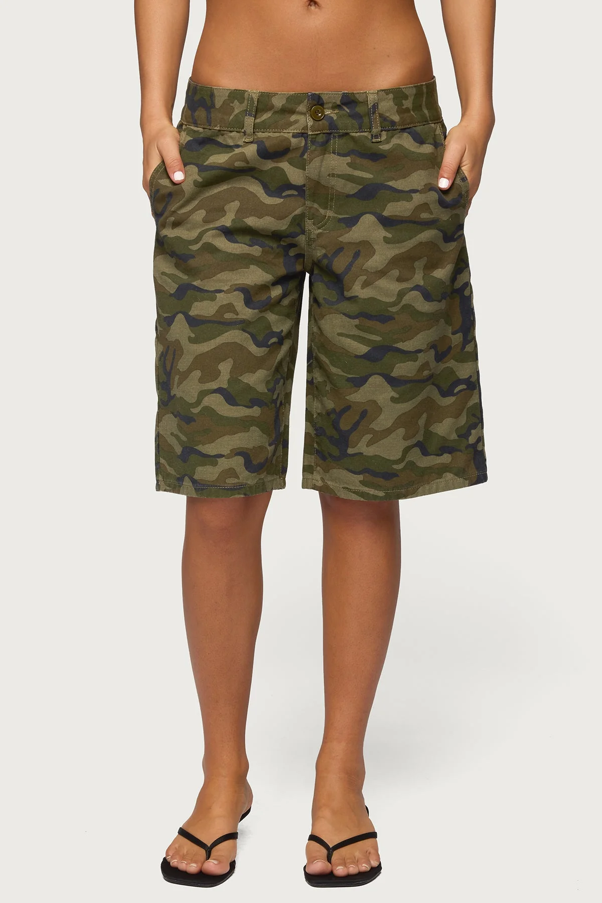 Camo Denim Low Rise Bermuda Shorts - Image 2