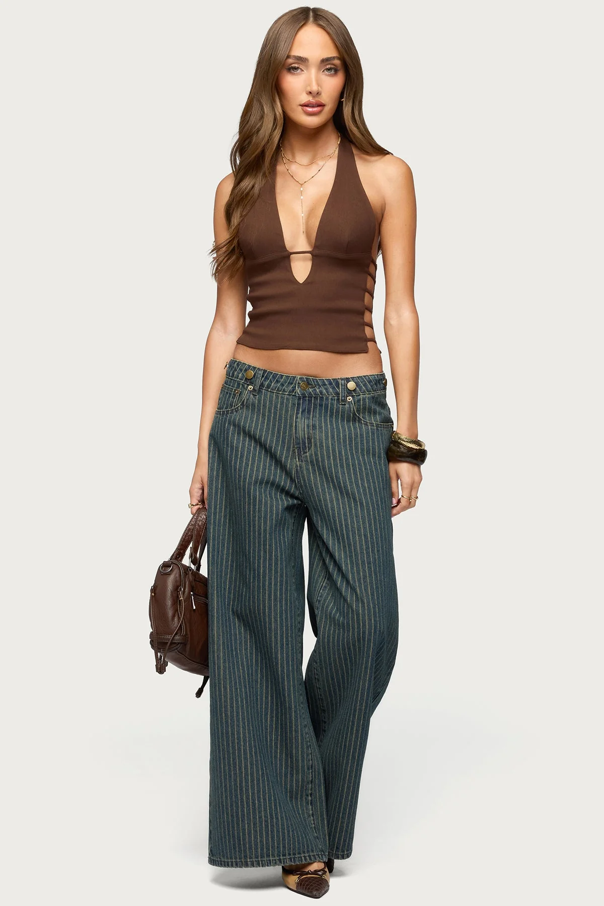 Aneera Cutout Plunging Halter Top - Image 2