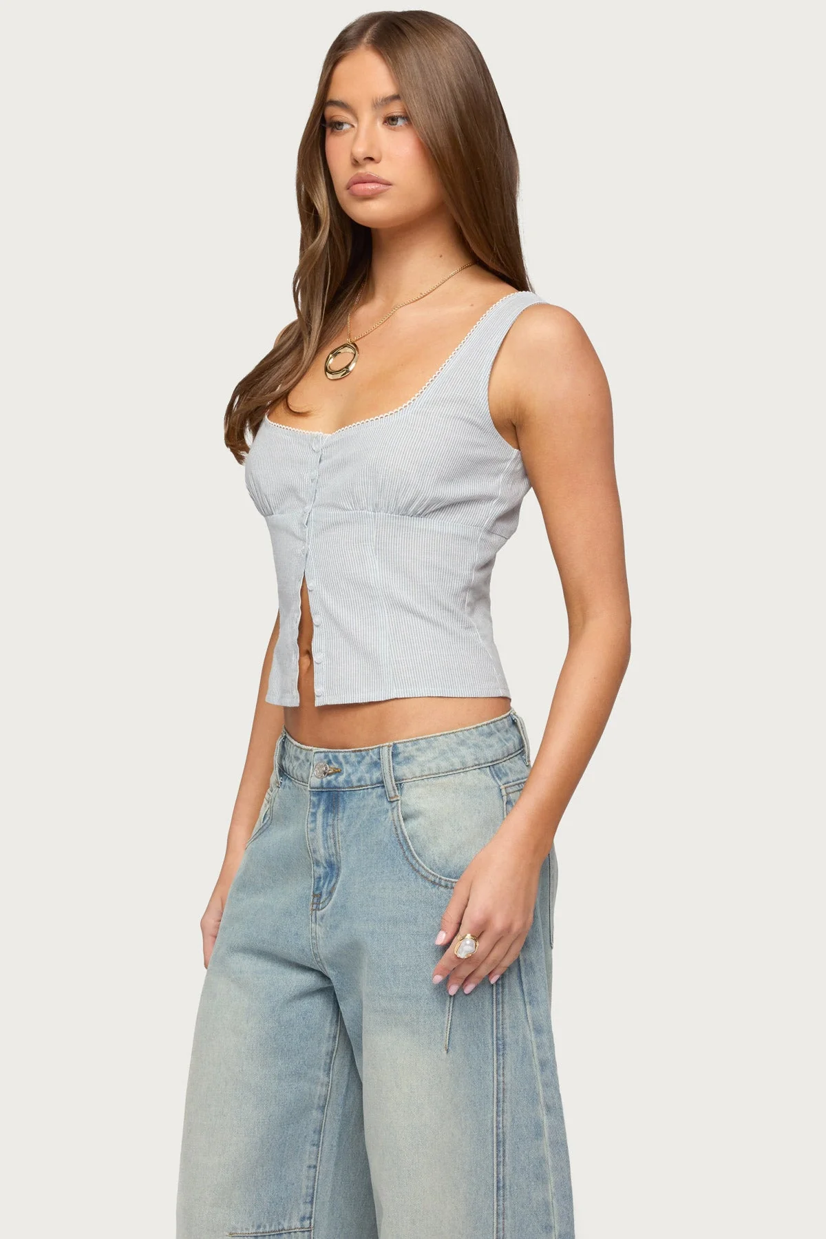 Katiya Pinstripe Button Up Top - Image 3