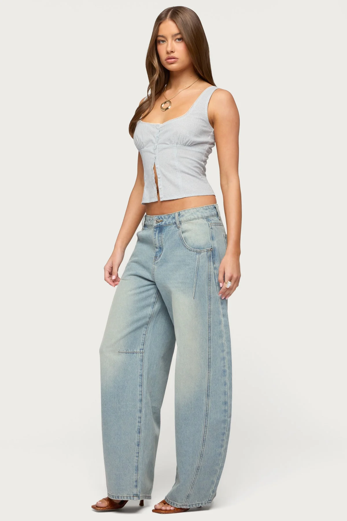 Katiya Pinstripe Button Up Top - Image 4