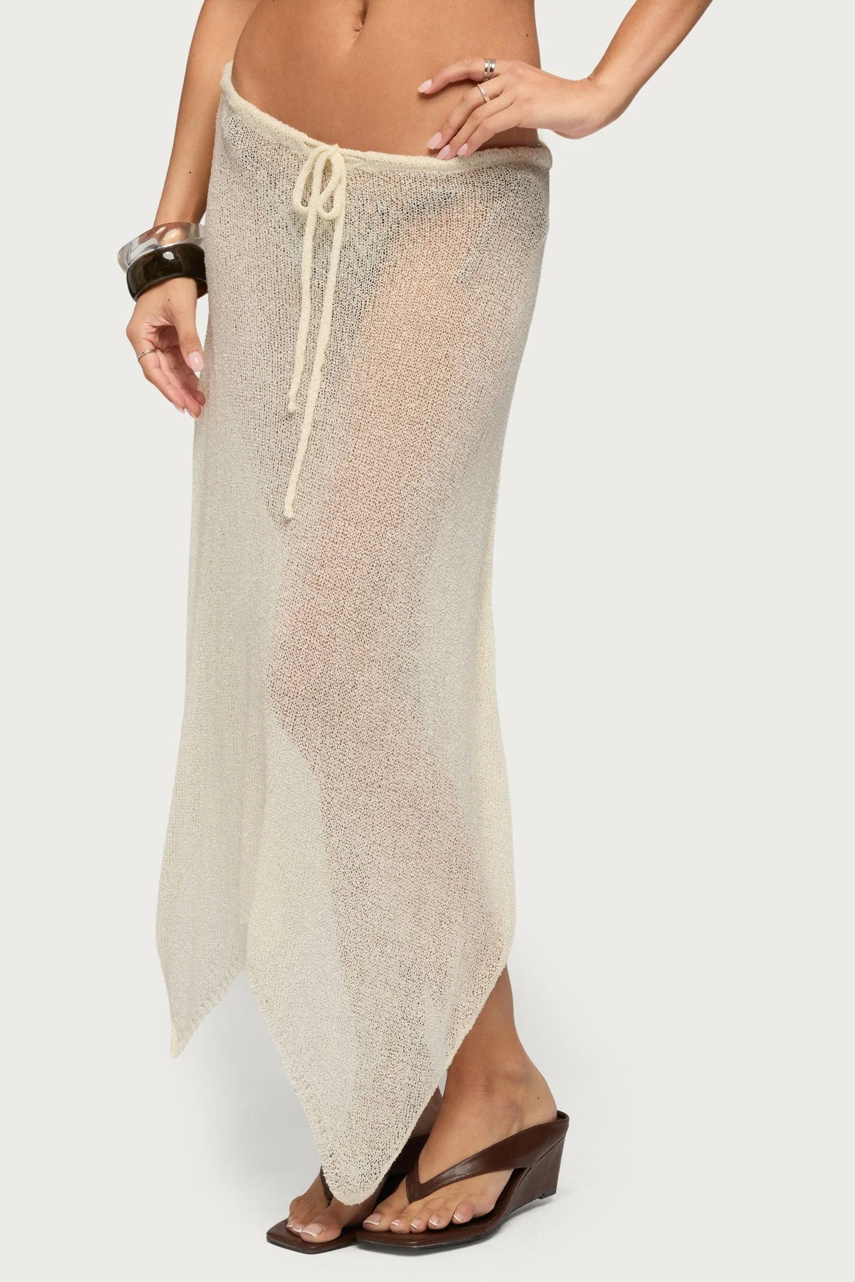 Isla Handkerchief Sheer Knit Midi Skirt - Image 3