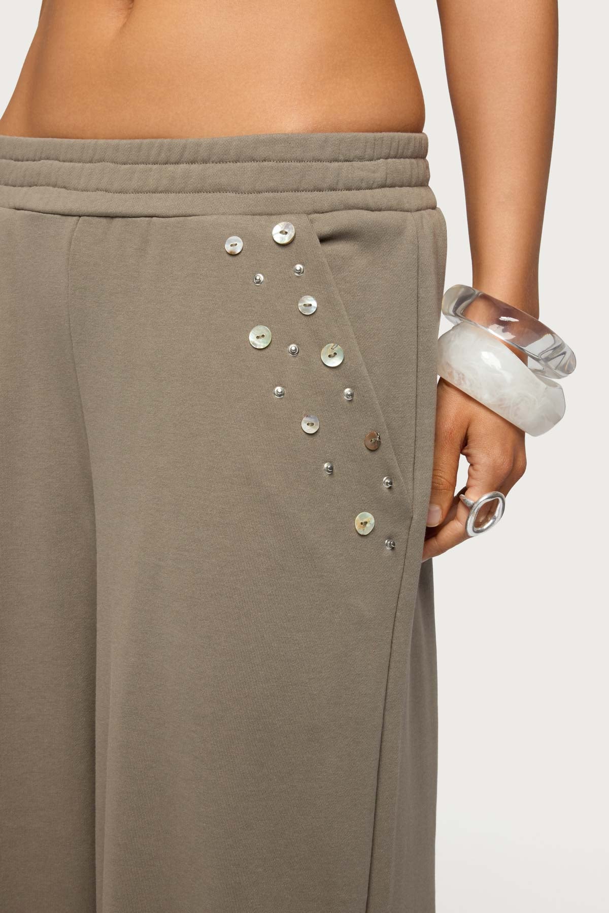 Zania Iridescent Button Joggers - Image 6