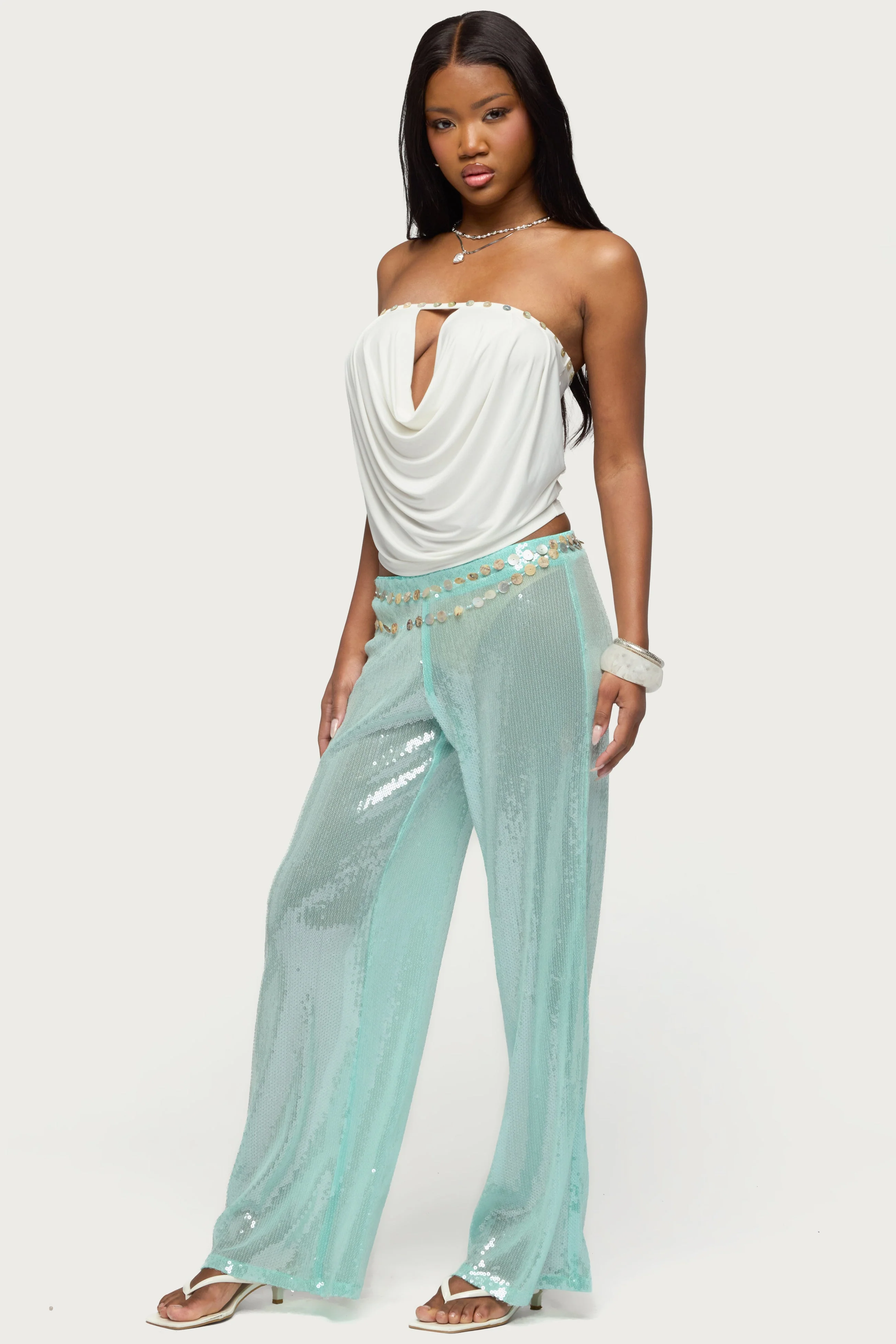 Avalee Sequin Wide Leg Trousers - Image 3